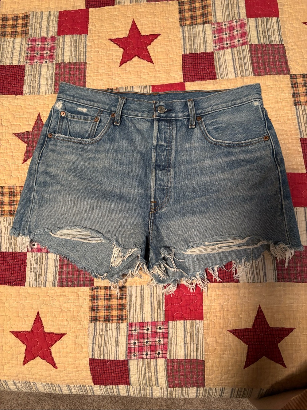 Levi's Light Blue Distressed Cutoff Denim Shorts